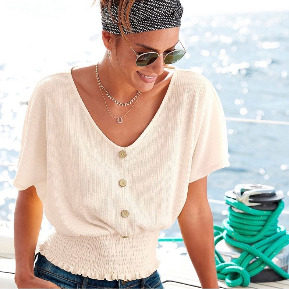Lascana V Neck Smocked Top